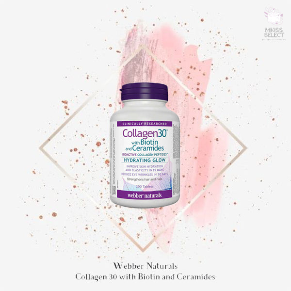 WEBBER NATURALS 維柏健 骨膠原蛋白抗皺肽+生物素與神經醯胺, 200粒